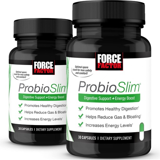 [BRSW2Y37DEIA2CI3] FORCE FACTOR ProbioSlim, 2-πακέτο, συμπλήρωμα προβιοτικών για τις γυναίκες και τους άνδρες με προβιοτικά και εκχύλισμα πράσινου τσαγιού, Μειώστε το αέριο, Bloating, δυσκοιλιότητα, υποστήριξη Digestive υγεία & υγεία κόκκων, 60 κάψουλες