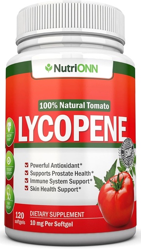 [BRSWKEICO4CWKFI5] Lycopène - 10MG - 120 Softgels - Approvisionnement de 3 mois - Antioxydant de qualité supérieure - Tomate 100% naturelle - Idéal pour la santé de la prostate, le soutien du système immunitaire, la santé cardiaque et le soutien visuel