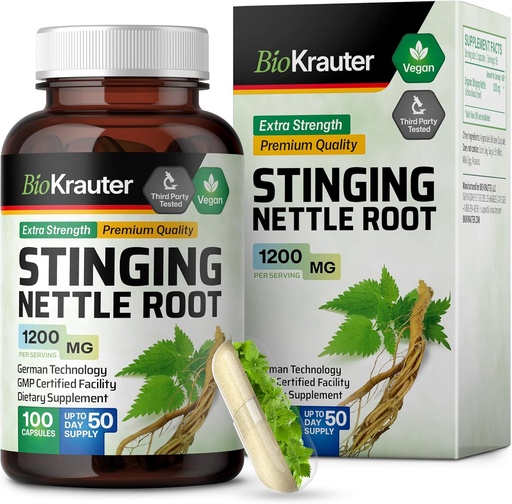 [BRSWGHYBCUIWKFYZ] BIO KRAUTER nõelkapslid 1200 mg - 100 looduslik kuseteede ja üldine tugikapslid - nõgesjuure pulber (Urtica Dioica ) - mitte GMO