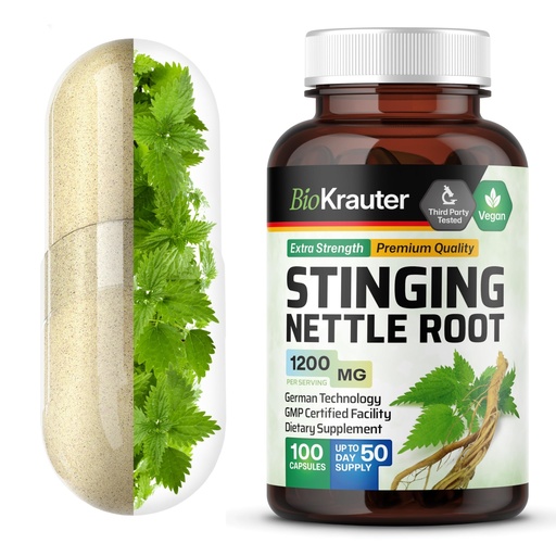 [BRSWGHYBCUIWKFYZ] BIO KRAUTER® Stinging Nettle for Seasonal Support - Stinging Nettle Root Supplement (Urtica Dioica) 1200 mg for Urinary Tract Support & Daily Wellness - 100 Capsules, 50 Days of Supply, Non-GMO