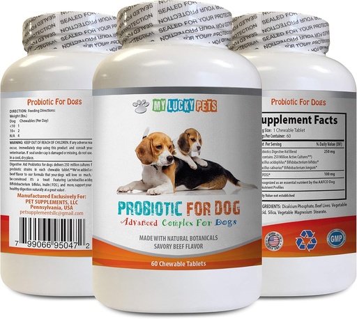 [BRSWGAYFBUCAMCT4] probiotics for Dogs chewable - Dog PROBIOTICS - Bad Breath and Passing Gas Solution - Oral Health - fos Formula - 1 Bottle (60 Treats)