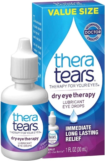 [BRSROCAYB57QEG33] TheraTears Dry Eye Therapy Lubricant Eye Drops Twin Pack, (2 x 30mL Bottles) + 1.0 Fl Oz Bottle
