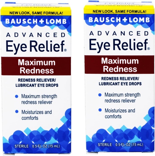 [BRSWG2YBCANBQCIU] Bausch & Lomb Advanced Eye Relief Redness Maximum Relief Drops - 2 pk.