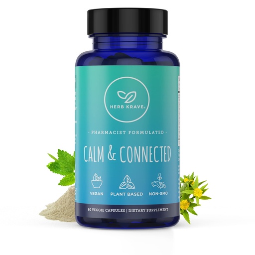 [BRSWYHAZA4FQIYD3] Calm & Connected -Stress Support & Ayurvedic Nootropic for Natural Calm, Focus, Clarity and Energy, Cortisol Manager with Ginkgo Biloba, Ashwagandha, Rhodiola, Lemon Balm -60 Capsules (1)