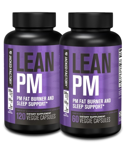 [BRSRAED7A4BQ2AI7] Jacked Factory Lean PM Night Time Fat Burner, Sleep Aid Supplement, & Appetite Suppressant for Men and Women - 180 Stimulant-Free Veggie Weight Loss Diet Pills