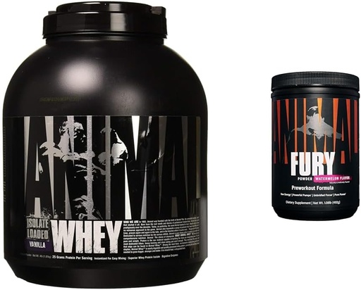 [BRSROBQFCINBUELF] 동물 Whey Isolate Whey Protein Powder – 포스트 운동 및 복구에 대한 Isolate & Fury Pre 운동 분말 보충 에너지 및 초점 5g BCAA 350mg 카페인 산화