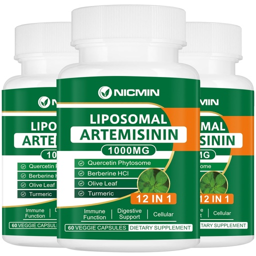 [BRSRAGL2AABBOYDZ] Liposomal Artemisinin Supplement 1000mg, Sweet Wormwood Extract with 200mg Quercetin Phytosome, Maximum Absorption for Antioxidant 180 Capsules