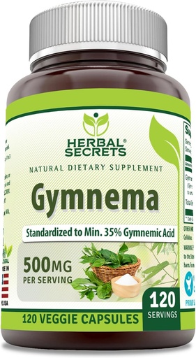 [BRSRO2QYCAMRS3LP] Herbal Secrets Gymnema Supplement | 500 Mg Per Serving | 120 Veggie Capsules | Non-GMO | Gluten Free | Made in USA