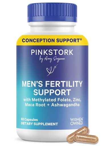 [BRSWGBAKPICG2CDV] Pink Stork BlueStork Men's Fertility Support - Supports Conception for Him - Male Prenatal Vitamins with Maca Root, Ashwagandha, Folate, B12 - Sperm Heath, Drive, Motility - 60 Capsules