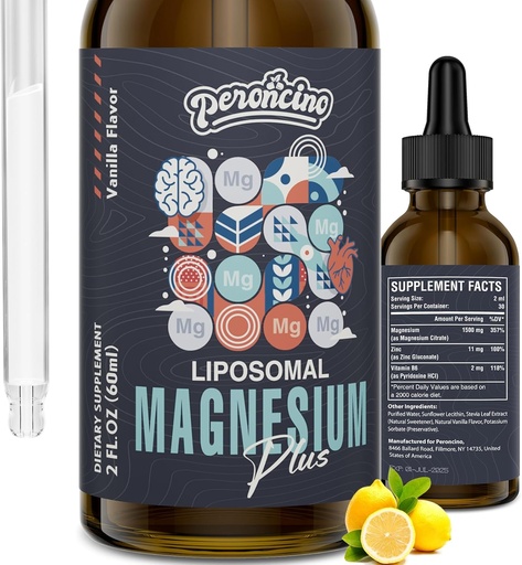 [BRSROGD5BMPGAEYU] Liposomal Magnesium Citrate Drops til Gut og Bone Sundhed, Mood og Stress Management, Kraftfuld formel med vitamin B6 og Zink Gluconat 60ml (2,04 Fl Oz (pakke med 1))