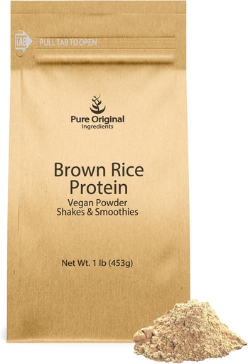 [BRSRMZYEOUDQACLA] PURE ORIGINAL INGREDIENSER Brown Rice Vegan Protein Powder (1 LB) Sprunget Brown Rice, Gluten Free, Shakes & Smoothies