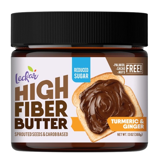 [BRSRAYA3BUNWG2Y3] Leckar High Fiber Butter (reduced sugar, nuts free, gut microbiome-friendly) for easy breakfast (Turmeric and Ginger (reduced sugar))