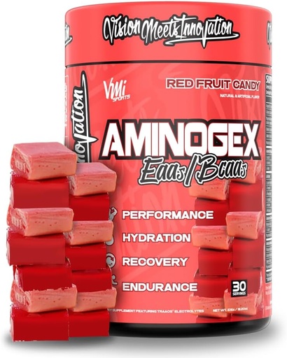[BRSWGAYKPJ6AYHTF] VMI Sports Aminogex Ultra | BCAA Powder | Amino Acids + Betaine and Glutamine | Amino Acid Post Workout Recovery Drink | Intra Workout Drink with Electrolytes | (30 Servings) (Red Fruit Candy)
