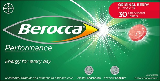 [BRSWKZIDBAABOCQ5] Berocca Performance 30 Effervescent Tablets- Original Berry Flavor International Version Caffeine Free