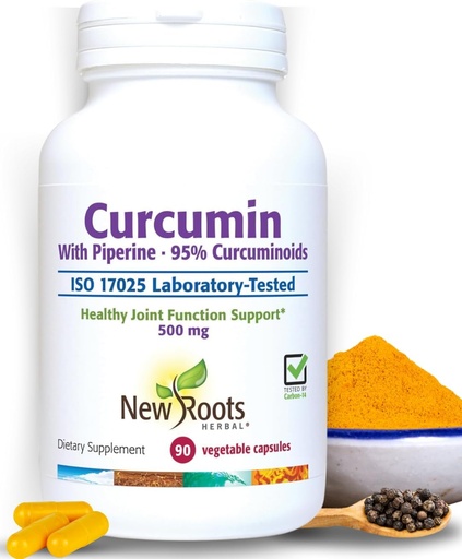 [BRSW2EANAUBQYHLJ] חדש ROOTS HerBAL Turmeric Curcumin תוסף 500 מ"ג עם ג'ינג'ר & Black Pepper לחלץ - 20x Better Absorption | Coumarin קפסולות עם 95% Curcuminoids & 95% פיפרין (90 Veg כמוסות)