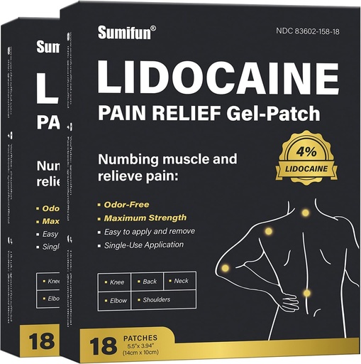[BRSRAZQEOUFWO3YV] Sumifun 4% Lidokain Pain Relief Patches - 36 Štetje obližev za hrbet, ramena, mišice, sklepi, Koleno Pain Relief - Spodnji hrbet Pain Relief Products - Pain Patches Največja moč Lidokain