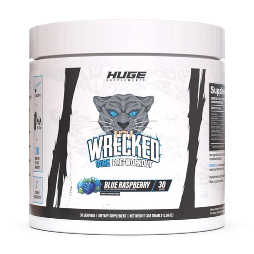 [BRSRAGLROIBWEFL6] Wrecked Core - All-in-One Pre-Workout Supplement for Men & Women, Increase Energy, Focus & Pumps with L-Citrulline, Beta-Alanine, L-Tyrosine & More (30 Servings) - Blue Raspberry