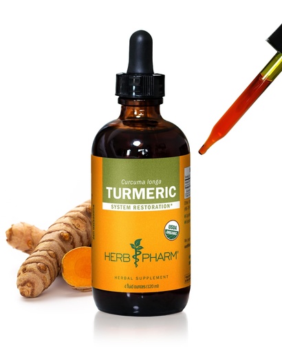 [BRSWIYTYO4ABMYD2] Herb Pharm Turmeric Liquid Extract: USDA Organic Liver, Joint, Muscle, Cardiovascular, and Digestive Support, Fast-Absorbing & Sugar-Free Turmeric Root Tincture, Up to ~12 Week Supply, 4 oz*