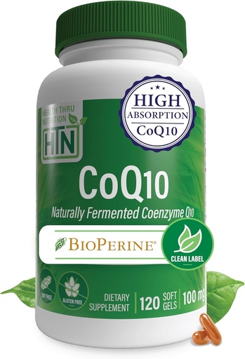 [BRSWIBDRCB4WCHAZ] Health Thru Nutrition CoQ- 10 100 mg su BioPerine 120 Softgels ® 124; High Absorption Naturally Fermented USP Class Q10 Addiction- 124; 3.