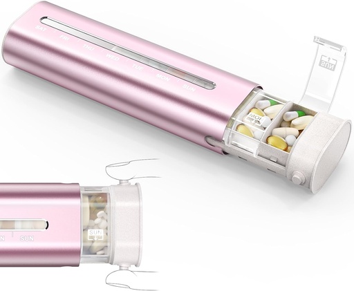 Zannaki Aluminium 7 Tage Wöchentliche Pille Organizer, Portable Travel Pille Case mit Dreischicht-Siegel, große Kapazität niedliche tägliche Pille Box, Pillenhalter Container für Vitamine, Pillen, Ergänzungen und Medikamente