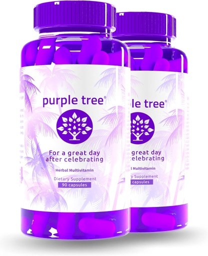 [BRSRMGT6CAHRYC34] purple tree Post-Celebration Wellness Supplement | Liver Support, Body Replenisher, Rapid Hydration | Dihydromyricetin DHM, Milk Thistle, Electrolytes, Vitamin B, Willow Bark, Quercetin (180 Pills)