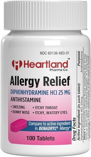 [BRSWYHTRPN4GKCIV] Diphenhydramine HCI | Diphenhydramine Allergy Relief | Antihistamine Diphenhydramine 25 mg Tablets | 100 Count