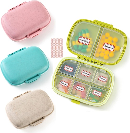[BRSW2ELYCVYQECIV] Organisateur 4 paquets de pilules de voyage, 8 compartiments Petite boîte à pilules, Portable Daily Pill Case pour la médecine, Vitamine, entreposage de suppléments, Compact Pill Container for Pocket, Purse, Voyage, Bureau, Usage domestique