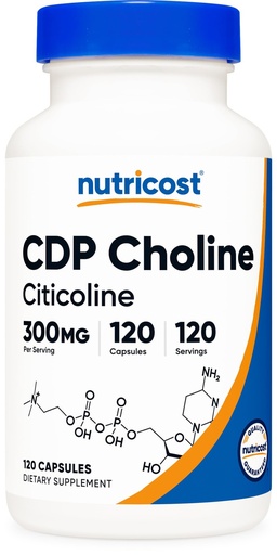 [BRSWGGQZAEMWO3T5] Nutricost CDP Choline (Citicoline) 300mg, 120 Vegetarian Capsules - Non-GMO, Vegetarian Friendly, Gluten Free