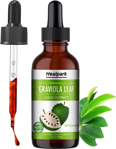 [BRSW2BIQCEJREALU] Healpark Soursop Bitters Liquid Graviola Leaf Extract - Natrual Soursop Guanabana Leaves Liquid, Soursop Oil 98% Absorption-1 Fl Oz