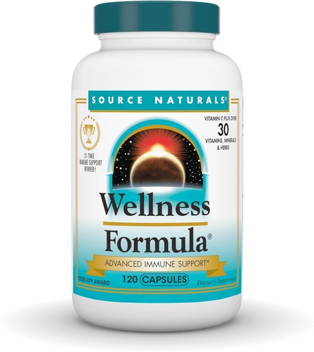 [BRSWIY34BMPGOCLO] Source Naturals Wellness Formula, Advanced Immune Support*, Bio-Aligned Vitamins & Herbal Defense - Immune System Support Supplement & Immunity Booster - 120 Capsules