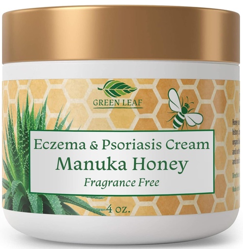 [BRSWYZY3CN7QKDTA] Green Leaf Naturals Manuka Honey Eczema Cream Moisturizing Lotion Fragrance Free for Psoriasis Relief - Itchy, Dry Skin Ointment - Skin Soothing Moisturizer - Body & Face Cream - Kids & Adults 4oz