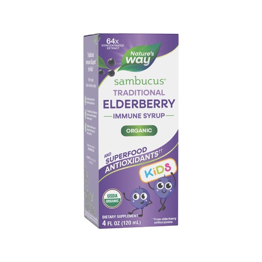 [BRSWIZY2AING2GTE] Nature's Way Sambucus Traditional Elderberry Immune Syrup for Kids, Concentrated Black Elderberry Extract, Traditional Immune Support*, with Superfood Antioxidants(1), 4 Fl Oz (Packaging May Vary)