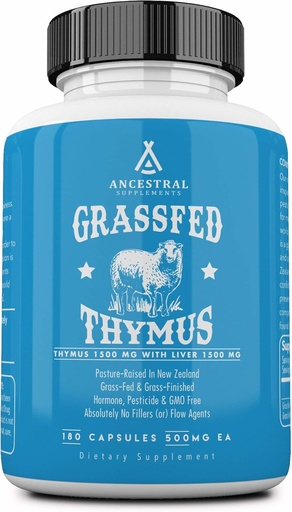 [BRSWGZ33OUMQKDQY] Ancestral는 잔디 Fed Ovine (Sheep) Thymus Glandular 추출물, 3000mg, Histamine, 에너지, 알레르기 및 면역 지원은 잔디 Fed Beef Liver, Non GMO, 180 캡슐에 넣었습니다