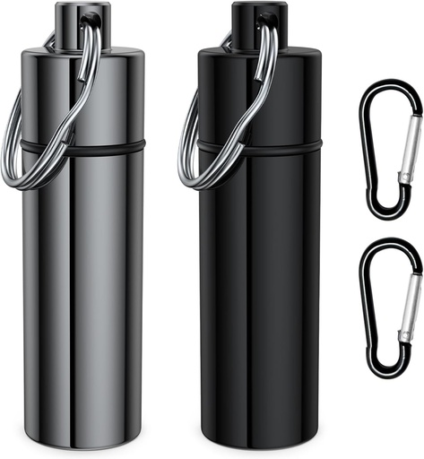 [BRSROGQPAUGR63YY] Kotak Pil Kecil, (2 Pack + 2 * Carabiner Clips) Keychain Hill Portable Mini Travel Container Case Botle dengan Keyring