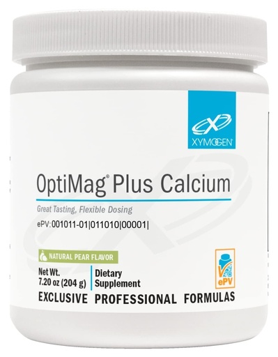 [BRSRMGQTC55GKALL] XYMOGEN OptiMag Plus Calcium - Magnesium & Calcium Powder - Muscle, Nerve & Bone Support - Highly Absorbable Albion - Vegan, Non-GMO - Pear Flavor - 30 Servings (7.2 oz)