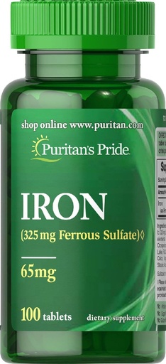 [BRSWIEIEOR4WGG3K] Puritans Pride Iron Ferrous Sulfate 65 Mg Tablets, 100 Count