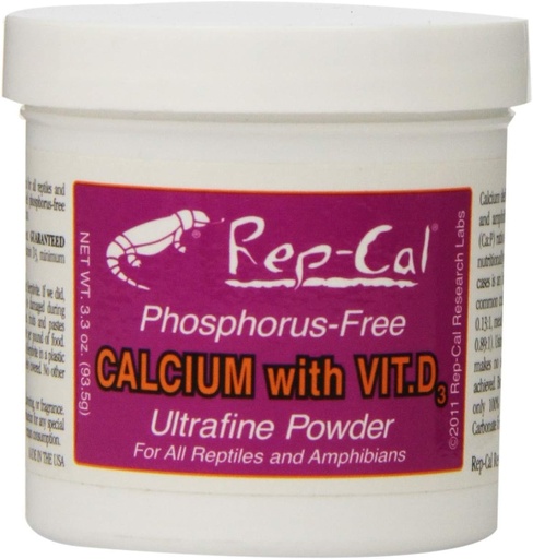 [BRSWGAAYCQJRYE35] Rep-Cal Phosphorus Free Calcium with Vitamin D3 - Ultrafine Powder 3.3 oz - Pack of 2