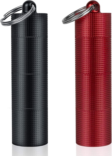 [BRSWGGQCBF4AYAL6] PPFISH 2 PCS Prenosna dnevna tableta primeru, 3 Compartments Aluminum zlitina vodoodporne tablete Dispenzer, mala žep tablete vsebnik, Keychain tablete Fob, Travel tablet imetnik za moške