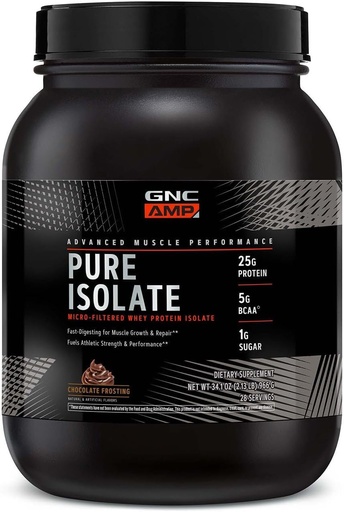 [BRSW2YYNO57WO3LZ] GNC AMP Puro isolate Whey Protein - Chocolate Frosting (28 Servings)
