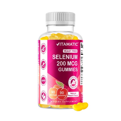 [BRSRMBINPMDWE3IU] Vitamatic Yeast Free Selenium Gummies 200mcg as Selenomethionine Supplement Essential Trace Mineral with Superior Absorption 90 Pectin Based Gummies