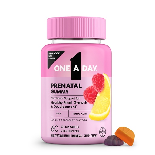 [BRSWKGQNBIPWAHD2] One A Day Prenatal Vitamins for Women Gummies- Pregnancy Vitamins for Women with Folic Acid, DHA, Iodine, Prenatal Gummies, Iron-Free, 60 Ct