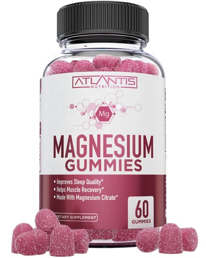 [BRSW2FQ6CNYAEDQ2] Atlantis Nutrition Magnesium Citrate Gummies – Magnesium Gummies – 90mg Magnesium (from 770mg Magnesium Citrate) | Supports Muscle Recovery, Eases Cramps, Promotes Calmness & Better Sleep | 60 Gummies