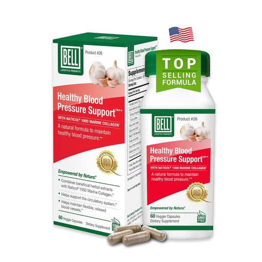 [BRSWY233OYCBA3QZ] Bell Healthy Blood Pressure Support - Natural Garlic Blend, 60 Veggie Caps | Garlic, green coffee bean & celery seed formula for cardiovascular wellness; GMO-Free, with no strong taste or odor