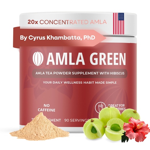 [BRSWYZI3CMHROCL5] Amla Powder & Green Tea Superfood Supplement with Hibiscus, 20x Ultra Concentrated Amla, Antioxidant Support, Made with Oolong Tea and Indian Gooseberries, Organic, Vegan, Hibiscus, 90 Servings