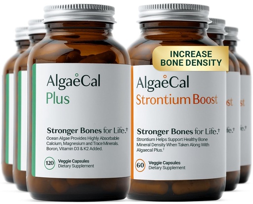 [BRSWGH3ROV4B63IY] ALGAECAL Bone Builder Pack - Plant Based Calcium Supplement & Strontium - Organic Calcium 720mg with Vitamin D3 1600 IU, Vitamin K2, Magnesium, 16 Nutrients for Bone Health & Density (3-Month Supply)