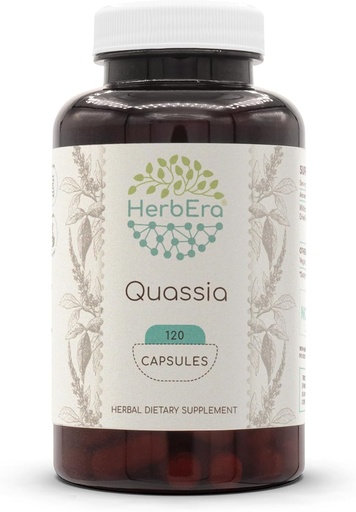 [BRSWGCABARYR4HTD] HerbEra Quassia 120 캡슐, 500 mg, Wildcrafted Quassia (Quassia Amara) 건조 된 Bark (120 캡슐)
