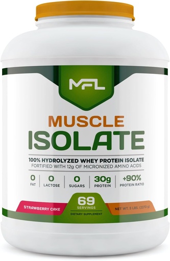 [BRSWKZABBMGWA3DO] MFL 100% Izolat Proteină L 30g de proteine L 12g Aminoacidi l Keto Friendly l Carbs scăzut l 5 lbs. (Strawberry Cream)