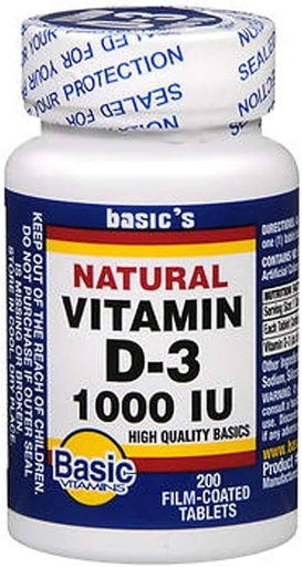 [BRSWIH32AZ5QAF32] Vitamin D-3 1000 IU Film-Coated Tablets - 200 ct