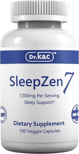 [BRSRMHTQPN7BSDTH] Dr.K&C SleepZen7 Sleep Supplement – All Natural Botanical Plant Sourced 1200 mg 100 Veggie Capsules Sleeping Support Organic Tart Cherry Valerian Root Extract No Filler Non GMO