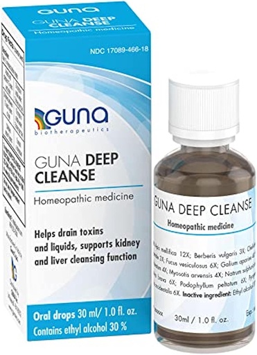 [BRSW22Q5BYNGOE3B] Guna Deep Cleanse Homeopatisk All Natural Systemic Body Cleansing, Toxin Release, Liver og Nyre Støtte og avgiftning - 1 Ounce